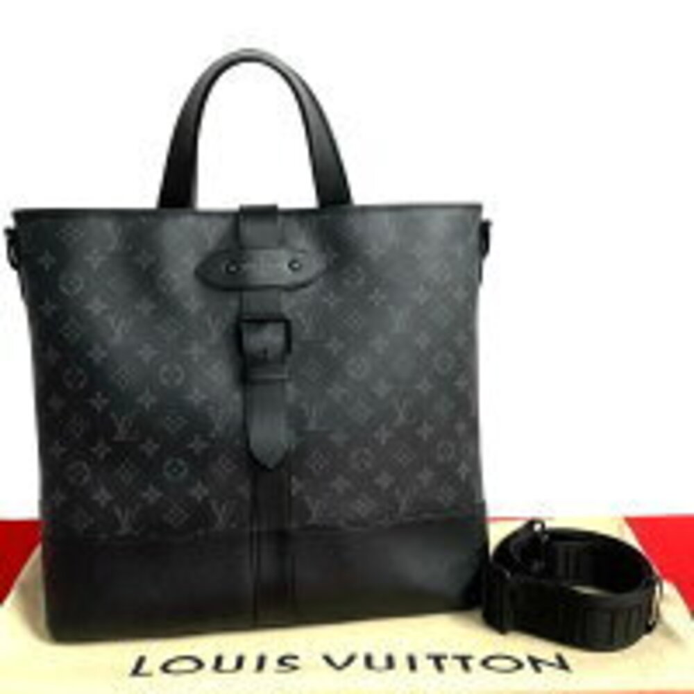 Louis Vuitton Saumur Tote Eclipse Black Leather Shoulder Bag - Picture 1 of 8